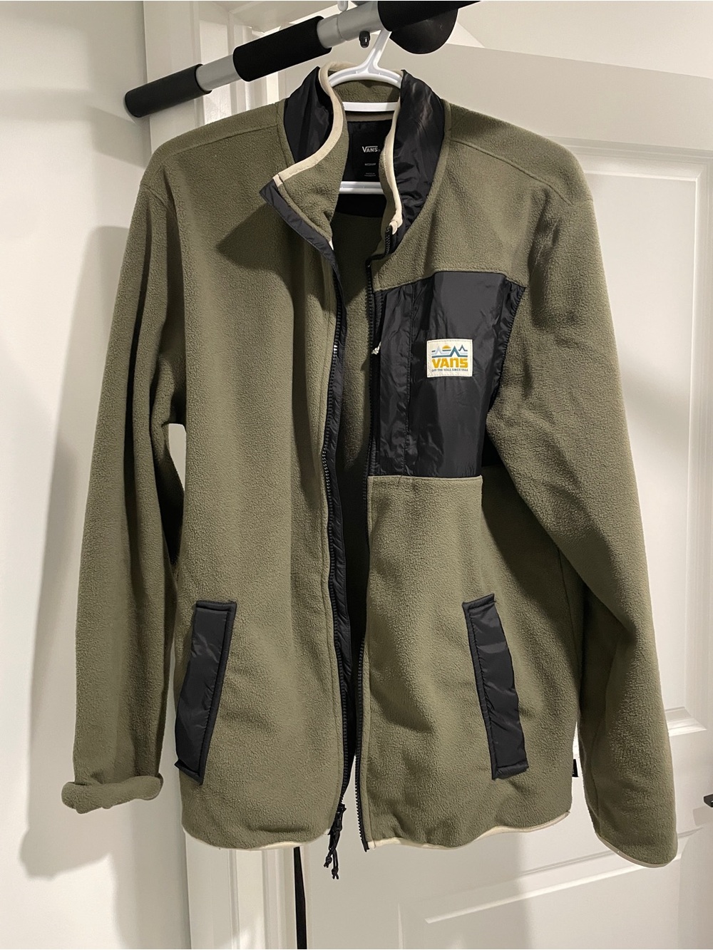 Vans Olive Green Fleece Jacket with Black Panels